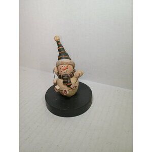 Rare Blossom Bucket SUZI Skoglund Christmas Snowman Figurine Candle Topper